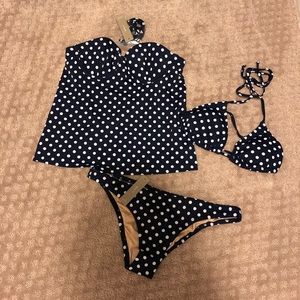 Navy/white polka dot J.Crew swimsuit - never worn